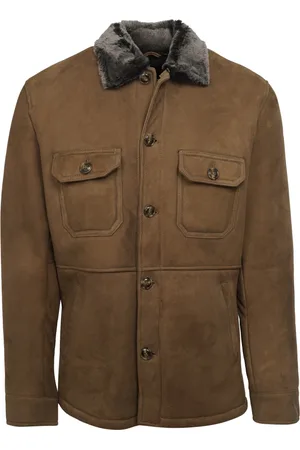 BARBA Jakke, Herre, Brun, 4XL, Uld, Stilfuld læderjakke med lynlås