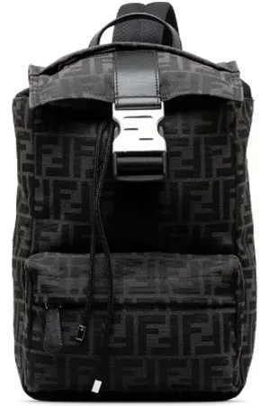 Fendi Pre-owned, Dame, Sort, ONE SIZE, Uld, Pre-owned Canvas rygsaekke