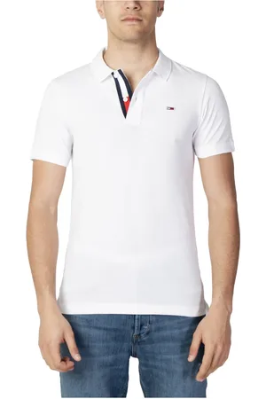 Tommy Hilfiger Top, Herre, Hvid, 2XL, Bomuld, Hvid Plain Polo Skjorte med Knappelukning