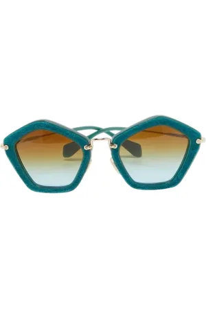 Miu Miu Pre-owned, Dame, Grøn, ONE SIZE, Tyl, Pre-owned Acetat solbriller