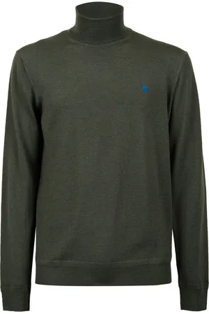 Gallo Strik, Herre, Grøn, M, Mænds ensfarvet grøn rullekrave sweater