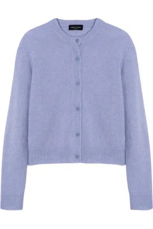 Roberto Collina Strik, Dame, Lilla, XS, Cashmere, Kort Cardigan Sweater