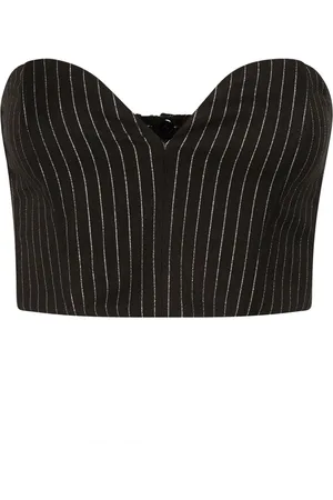 Gestuz Top, Dame, Sort, XS, Sortpinstripe Lurex Corsage Bluse