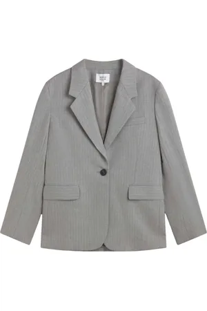 Maison Kitsuné Jakke, Dame, Grå, XS, Bomuld, Stribet Skræddersyet Jakke