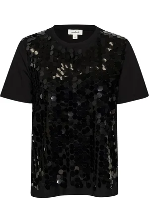 Soaked in Luxury Top, Dame, Sort, M, Uld, Sort Paillet Tee Top