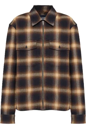 JOOP! Skjorte, Herre, Brun, XL, Bomuld, Rutet skjorte med lynlåslukning