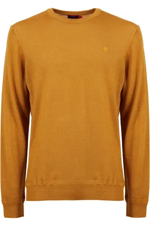 Gallo Strik, Herre, Gul, XL, Herre ensfarvet gul rund hals sweater