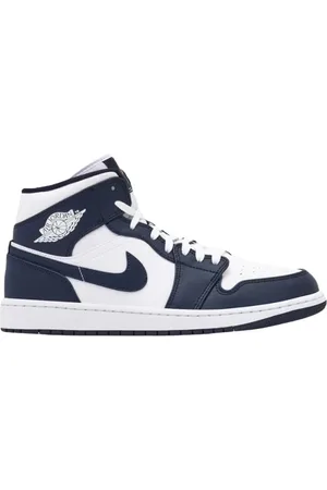 Jordan Sko, Herre, Blå, 44 EU, Uld, Mid Obsidian Sneaker Hvid Blå Guld