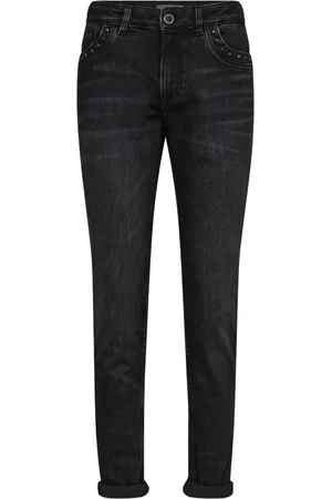 Mos Mosh Jeans, Dame, Grå, W25, Bomuld, Mørkegrå Jeans med Fede Detaljer