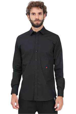 Moschino Skjorte, Herre, Sort, 2XL, Bomuld, Sort Bomuld Almindelig Skjorte