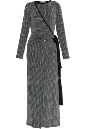 Diane von Furstenberg Kjole, Dame, Grå, XS, Uld, Kjole Simona med skinnende applikationer