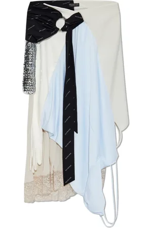 Balenciaga Nederdel, Dame, Flerfarvet, S, Asymmetrisk nederdel med logo