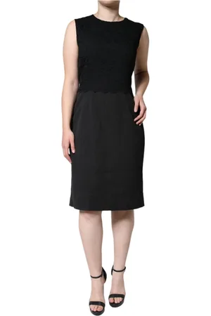 Dolce & Gabbana Kjole, Dame, Sort, XL, Bomuld, Sort Sheath Kjole med Lynlåslukning