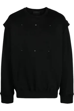 HELIOT EMIL Sweathshirts & Hoodies, Herre, Sort, S, Uld, Sort Strikvarer Crewneck Stilfuld Behagelig