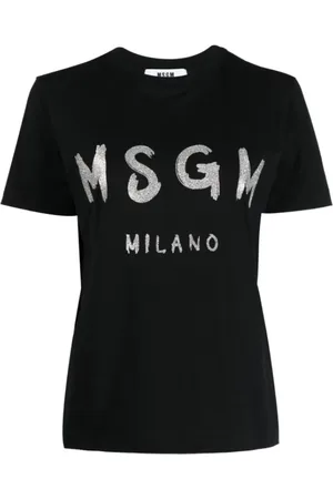 Msgm Top, Dame, Sort, S, Bomuld, Sort T-shirt med frontprint