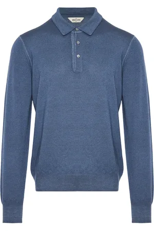 Gran Sasso Top, Herre, Blå, M, Uld, Uld Polo Skjorte Fremstillet i Italien