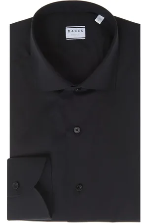 Xacus Skjorte, Herre, Sort, 3XL, Bomuld, Klassisk Bomuld Stræk Langærmet Skjorte Sort