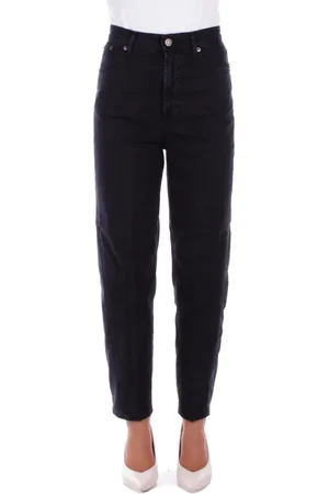 Dondup Jeans, Dame, Sort, W27, Bomuld, Sorte bukser med logo-lynlåslukning