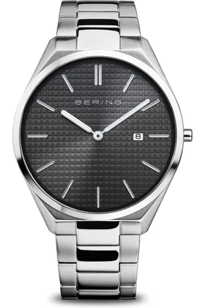 Bering Tilbehør, Herre, Grå, ONE SIZE, Herreur Ultra Slim 40 mm 3 ATM Safirglas Slim Design Armbånd Rustfrit Stålrem med Rustfrie Elementer 17240-702