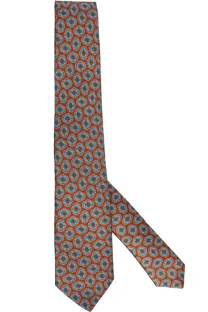 Kiton Tilbehør, Herre, Brun, ONE SIZE, Håndlavet silkeslips med syv folder