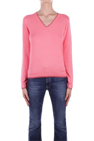 Liu Jo Strik, Dame, Lyserød, XL, Fuchsia Sweater 1 Logo Side