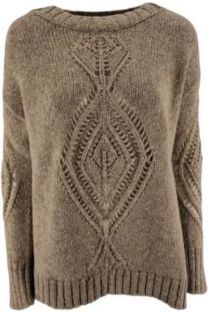 D.EXTERIOR Strik, Dame, Brun, XS, Brun Sweater med Åben Strikdetalje