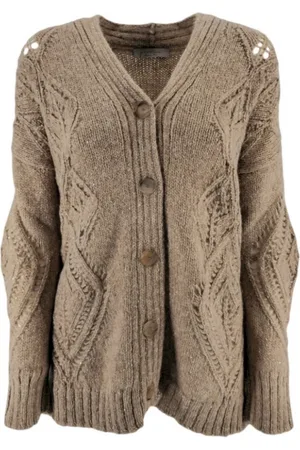 D.EXTERIOR Strik, Dame, Brun, XS, Brun Strik Cardigan med Huller