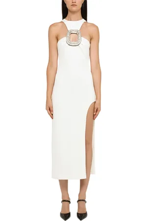 DAVID KOMA Kjole, Dame, Hvid, 2XS, Lang Kvindedragt Elegant Stil
