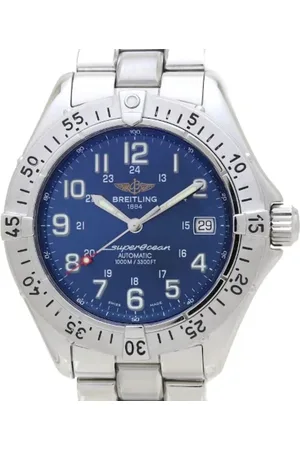Breitling Pre-owned Pre-owned, Herre, Blå, ONE SIZE, Tyl, Pre-owned Rustfrit stal watches