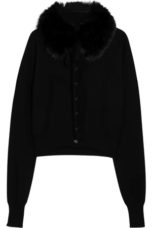 Sportmax Strik, Dame, Sort, XL, Uld, Kort Cardigan Sweater