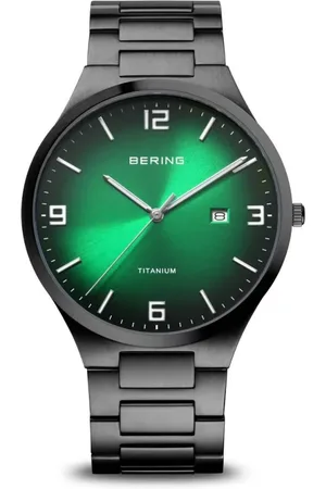 Bering Tilbehør, Herre, Sort, ONE SIZE, Uld, Herreur Titanium 40 mm Safirglas Titan Slim Design 10 ATM Armbånd med Titanelementer 15240-728