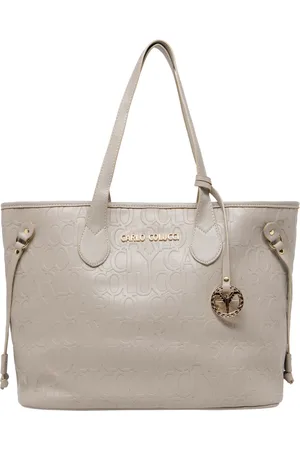 Carlo Colucci Taske, Dame, Grå, ONE SIZE, Uld, Elegant Shopper med præget logo