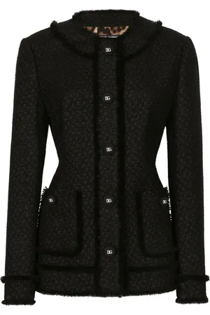 Dolce & Gabbana Jakke, Dame, Sort, 2XL, Uld, Stilfuld Jakke med Unikt Design