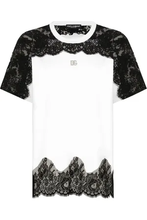 Dolce & Gabbana Top, Dame, Hvid, XS, Bomuld, Afslappet Bomuld T-Shirt i Sort
