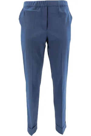 D.EXTERIOR Bukser, Dame, Blå, S, Linned, Blå Linned Slim-Fit Bukser med Lurex