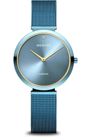 Bering Tilbehør, Dame, Blå, ONE SIZE, Dameur Charity 32 mm 3 ATM Safirglas Slim Design Armbånd Milanese 18132-Charity1
