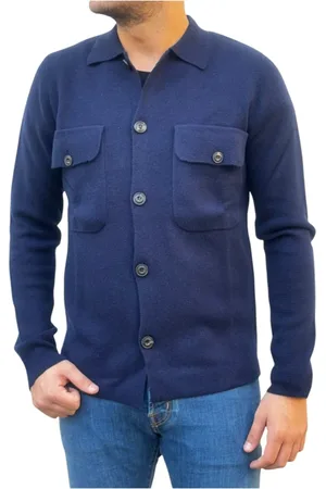 L.B.M. 1911 Strik, Herre, Blå, XL, Uld, Stilfuld Strik Cardigan Sweater