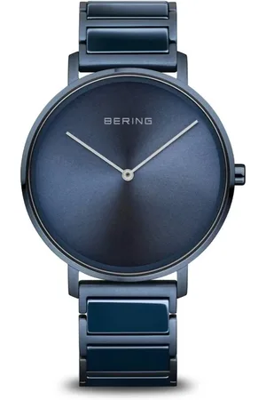 Bering Tilbehør, Herre, Blå, ONE SIZE, Uld, Herrekeramikur 39 mm safirglas 5 ATM High-Tech keramik slankt design armbånd rustfrit stålbånd med keramiske elementer 18539-797