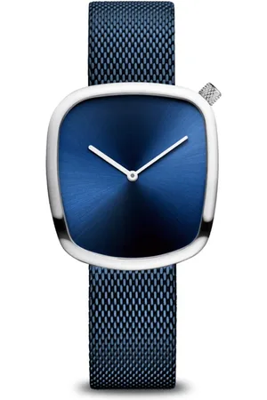 Bering Tilbehør, Dame, Blå, ONE SIZE, Kvinders Quartz Rustfrit Stål Sølv-Blå Milanese Armbåndsur 18034-307