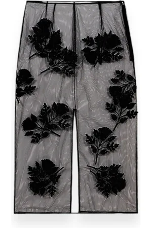 BLUMARINE Nederdel, Dame, Sort, S, Nylon, Blomst Broderi Nederdel