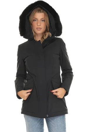 Peuterey Jakke, Dame, Sort, 2XL, Uld, Harrington Jakke med Aftagelig Pels