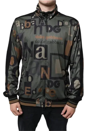 Dolce & Gabbana Sweathshirts & Hoodies, Herre, Grøn, 3XL, Polyester, Logo Polyester Sweater med Stribede Detaljer