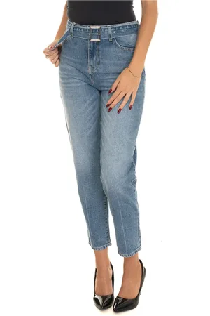 Liu Jo Jeans, Dame, Blå, W30, Bomuld, Højtaljede bomuldsjeans med bælte