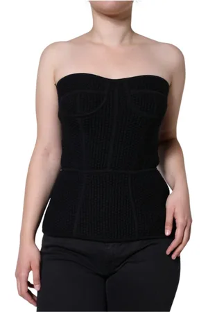 Dolce & Gabbana Top, Dame, Sort, XS, Sort ærmeløs korsetbluse top