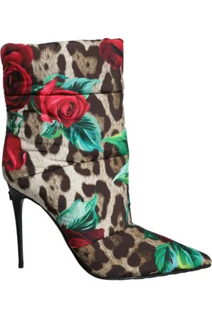 Dolce & Gabbana Sko, Dame, Flerfarvet, 39 EU, Læder, Leopard Rose Mid Calf Støvler