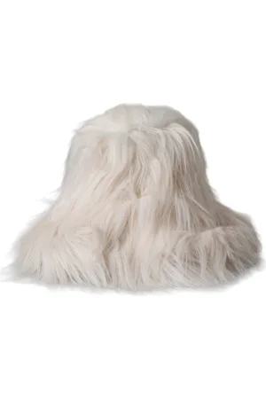 Dolce & Gabbana Tilbehør, unisex, Hvid, 57 CM, Polyester, Off Akryl Pels Spand Hat