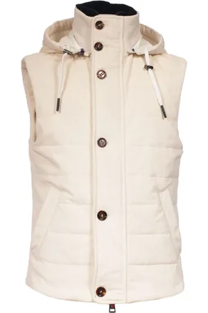 Kired Jakke, Herre, Hvid, M, Bomuld, Aftagelig hætte puffer vest
