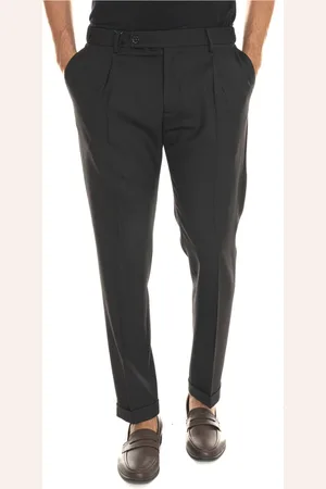 Berwich Bukser, Herre, Sort, 2XL, Uld, Retro Chino Bukser med Elastisk Talje