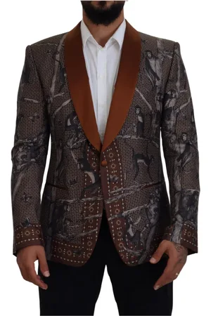 Dolce & Gabbana Jakke, Herre, Brun, S, Uld, Abe Print Blazer Sicilia Stil