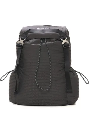 Emporio Armani Taske, Herre, Grøn, ONE SIZE, Uld, Logo Print Rygsæk med Frontlukning